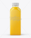 Square Orange Juice Bottle Mockup - Front View