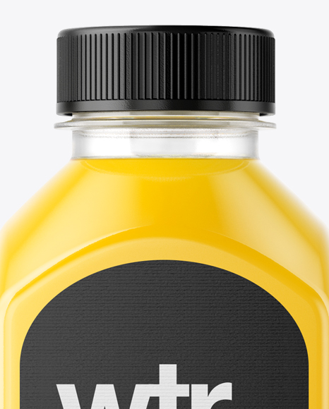 Square Orange Juice Bottle Mockup - Front View