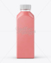 Square Strawberry Smoothie Bottle Mockup - Front View