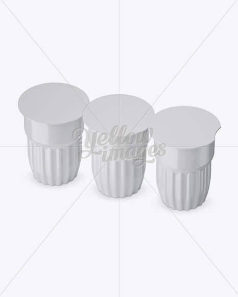 Glossy Ice Coffee 3 K-Cups Package Mockup - Halfside View (High-Angle Shot)