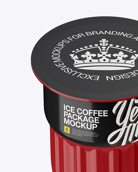 Glossy Ice Coffee 3 K-Cups Package Mockup - Halfside View (High-Angle Shot)