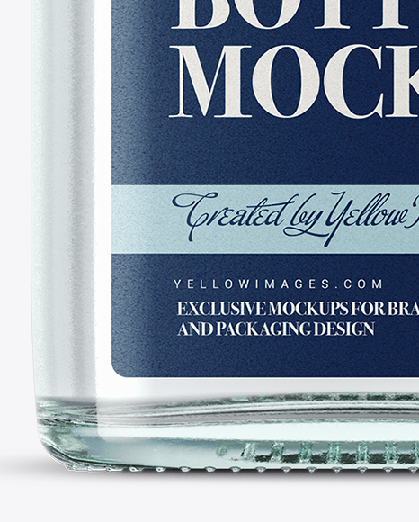 Clear Glass Vodka Bottle Mockup - Front View