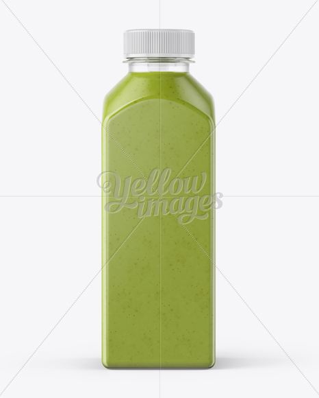 Square Green Smoothie Bottle Mockup - Front View