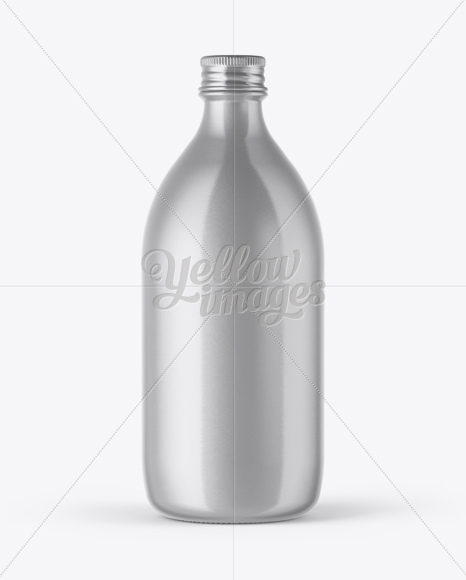 Metallic Bottle With Paper Label Mockup