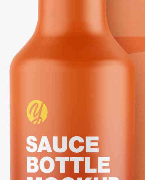 Matte Sauce Bottle w/ Box Mockup