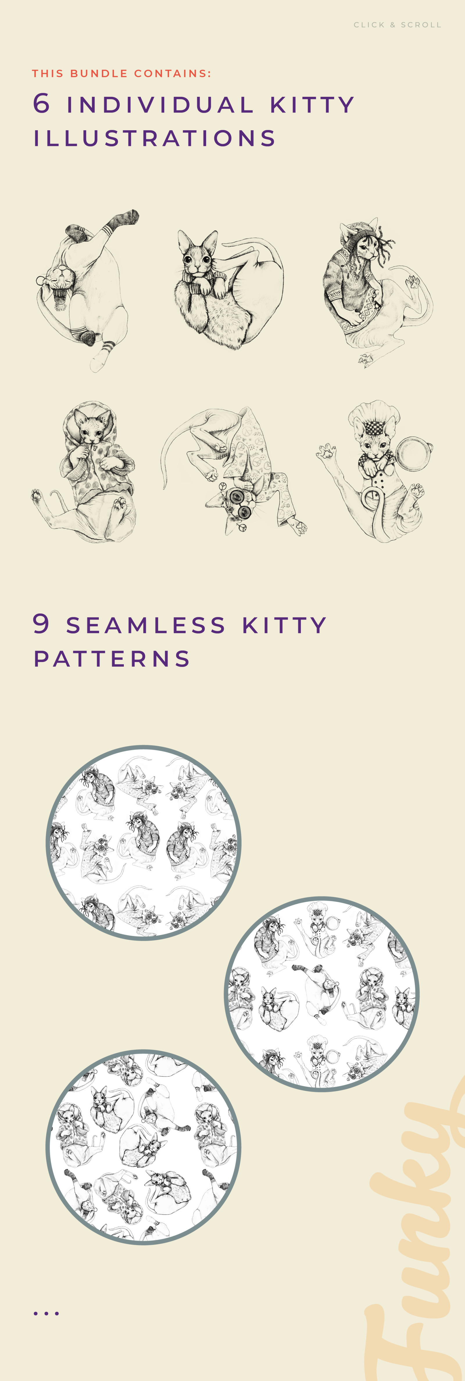 Funky Cat - Illustrations &amp; Patterns