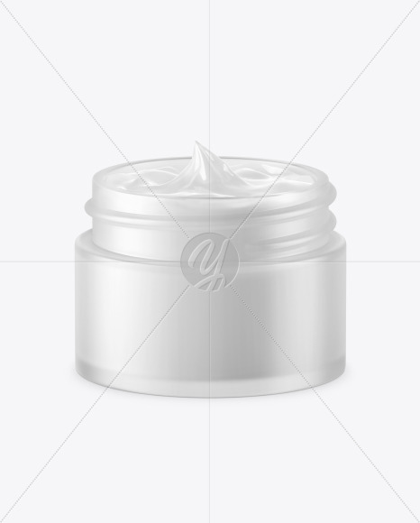 Opened Frosted Glass Cosmetic Jar Mockup