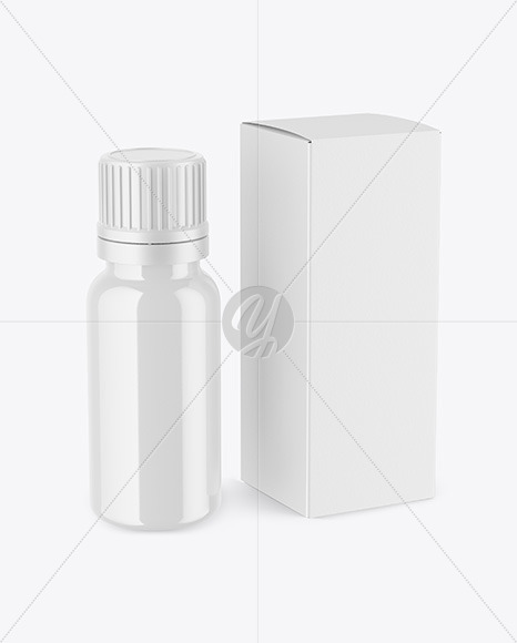 Glossy Dropper Bottle with Box Mockup