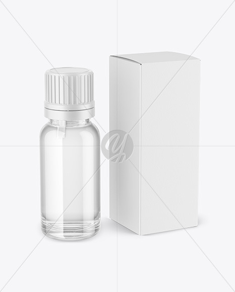 Clear Glass Dropper Bottle with Box Mockup