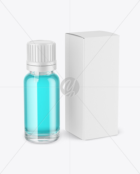 Clear Glass Dropper Bottle with Box Mockup