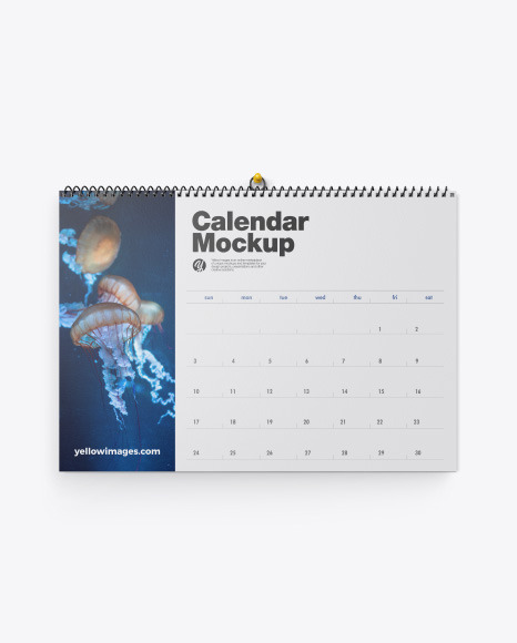 Textured Wall Calendar w/ Pin Mockup