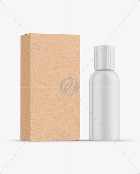 Kraft Box &amp; Matte Bottle Mockup