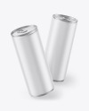 Two Metallic Drink Cans w/ Matte Finish Mockup