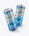 Two Metallic Drink Cans w/ Matte Finish Mockup