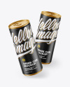 Two Metallic Drink Cans w/ Matte Finish Mockup