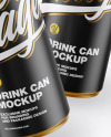 Two Metallic Drink Cans w/ Matte Finish Mockup