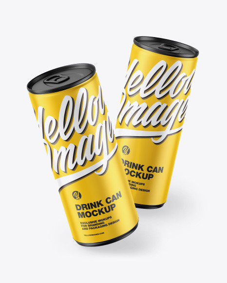 Two Matte Drink Cans Mockup