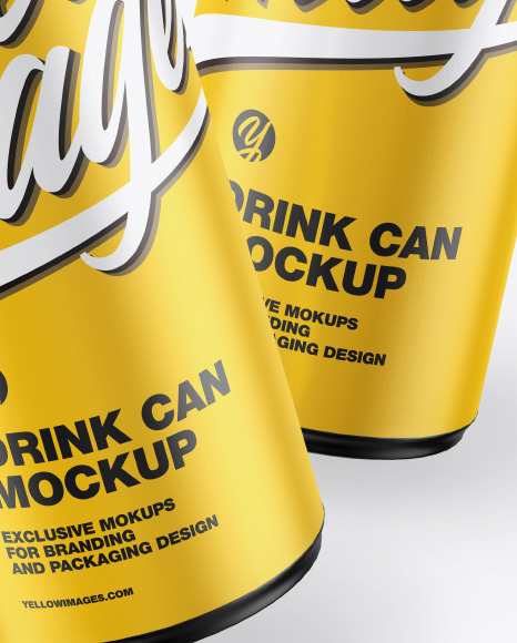 Two Matte Drink Cans Mockup