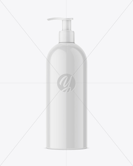 Plastic Cosmetic Bottle with Pump Mockup