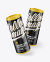 Two Glossy Drink Cans Mockup