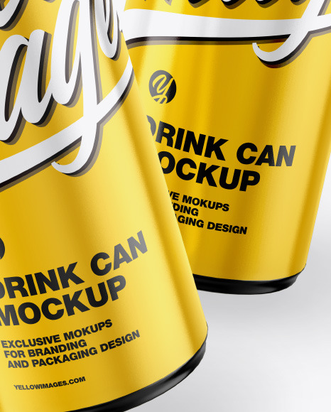 Two Glossy Drink Cans Mockup