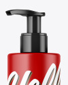 Matte Cosmetic Bottle with Pump Mockup