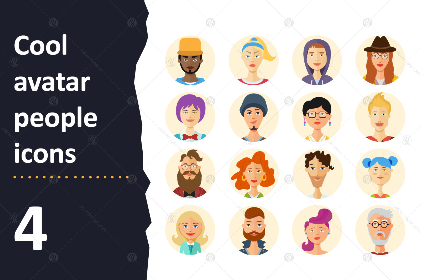 64 Avatar icons vector people collection