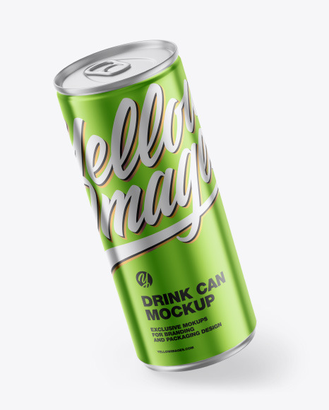 Glossy Metallic Drink Can Mockup