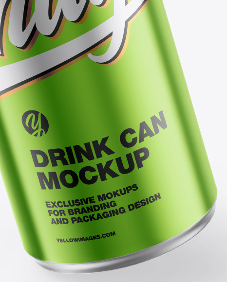 Glossy Metallic Drink Can Mockup