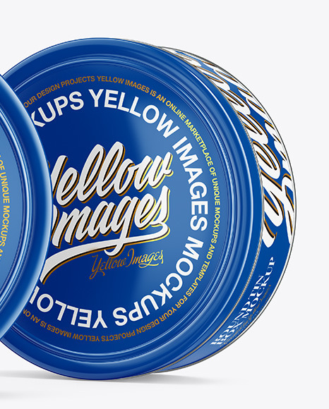 Two Glossy Round Tin Boxes Mockup