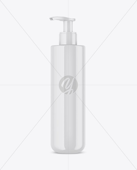 Glossy Cosmetic Bottle with Pump Mockup