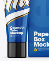 Glossy Cosmetic Tube w/ Box Mockup