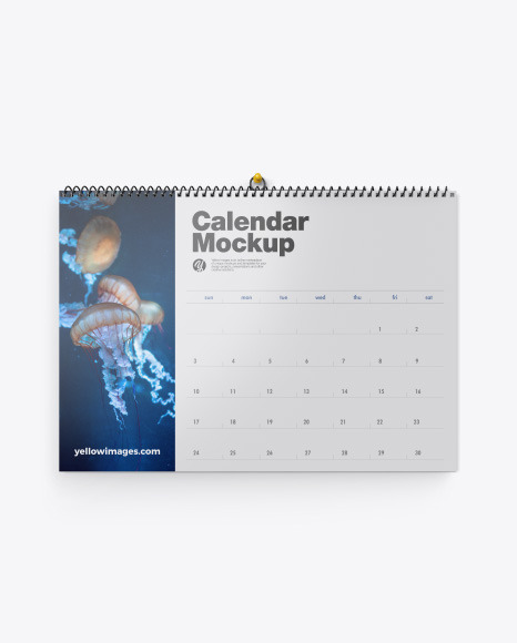 Glossy Wall Calendar w/ Pin Mockup