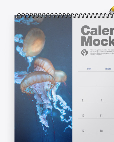 Glossy Wall Calendar w/ Pin Mockup