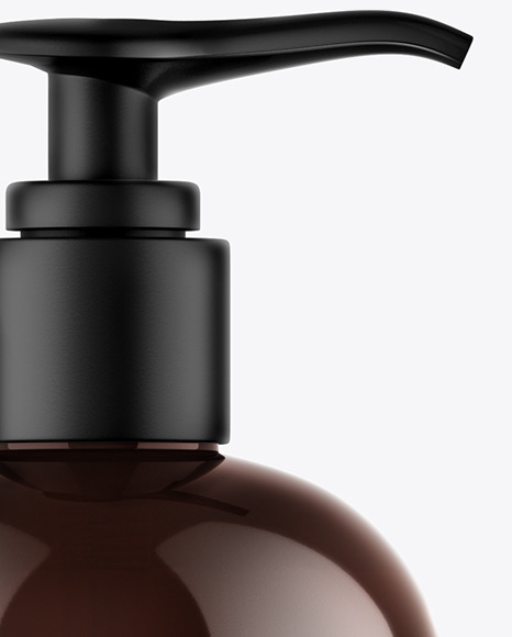 Amber Shower Gel Bottle with Pump Mockup