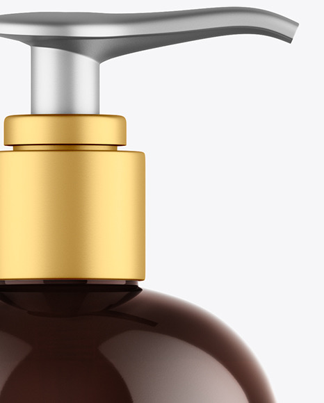 Amber Shower Gel Bottle with Pump Mockup