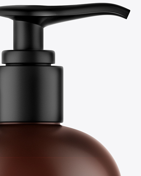 Frosted Amber Shower Gel Bottle with Pump Mockup