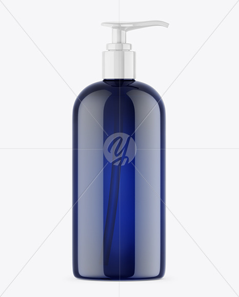 Blue Shower Gel Bottle with Pump Mockup