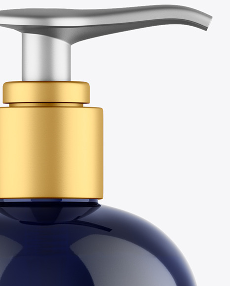 Blue Shower Gel Bottle with Pump Mockup