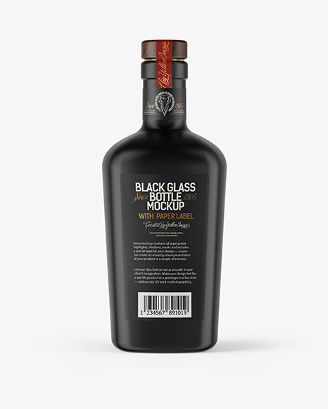 Black Glass Bottle Mockup