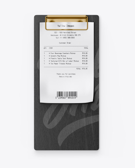 Wooden Clipboard w/ Receipt Mockup