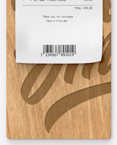 Wooden Clipboard w/ Receipt Mockup