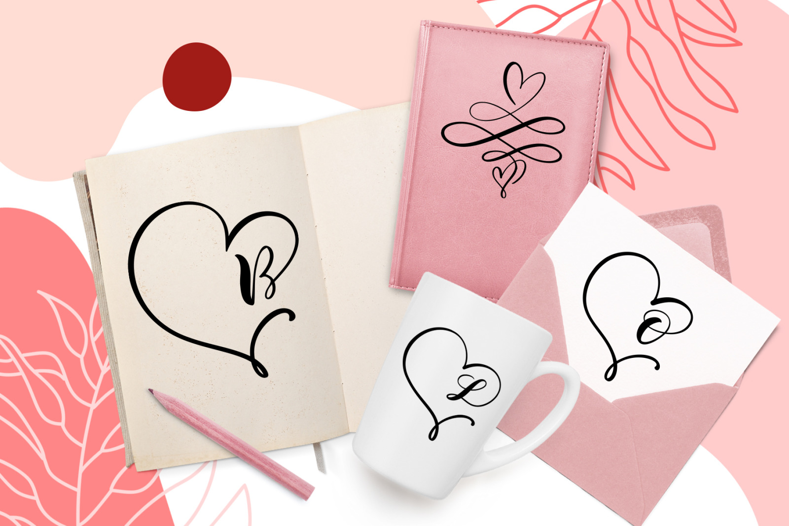 Monogram Heart Flourish Font Monogram Heart Flourish Font