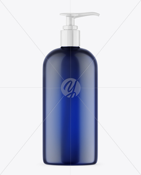 Blue Shower Gel Bottle with Pump Mockup