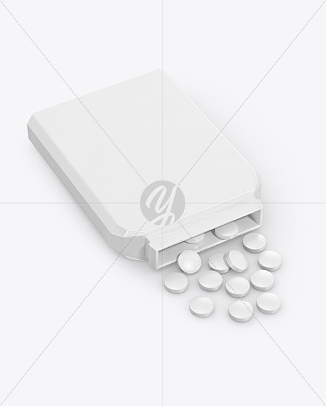 Opened Flat Pills Bottle Mockup