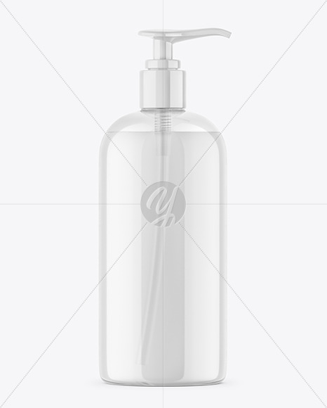 Clear Shower Gel Bottle with Pump Mockup