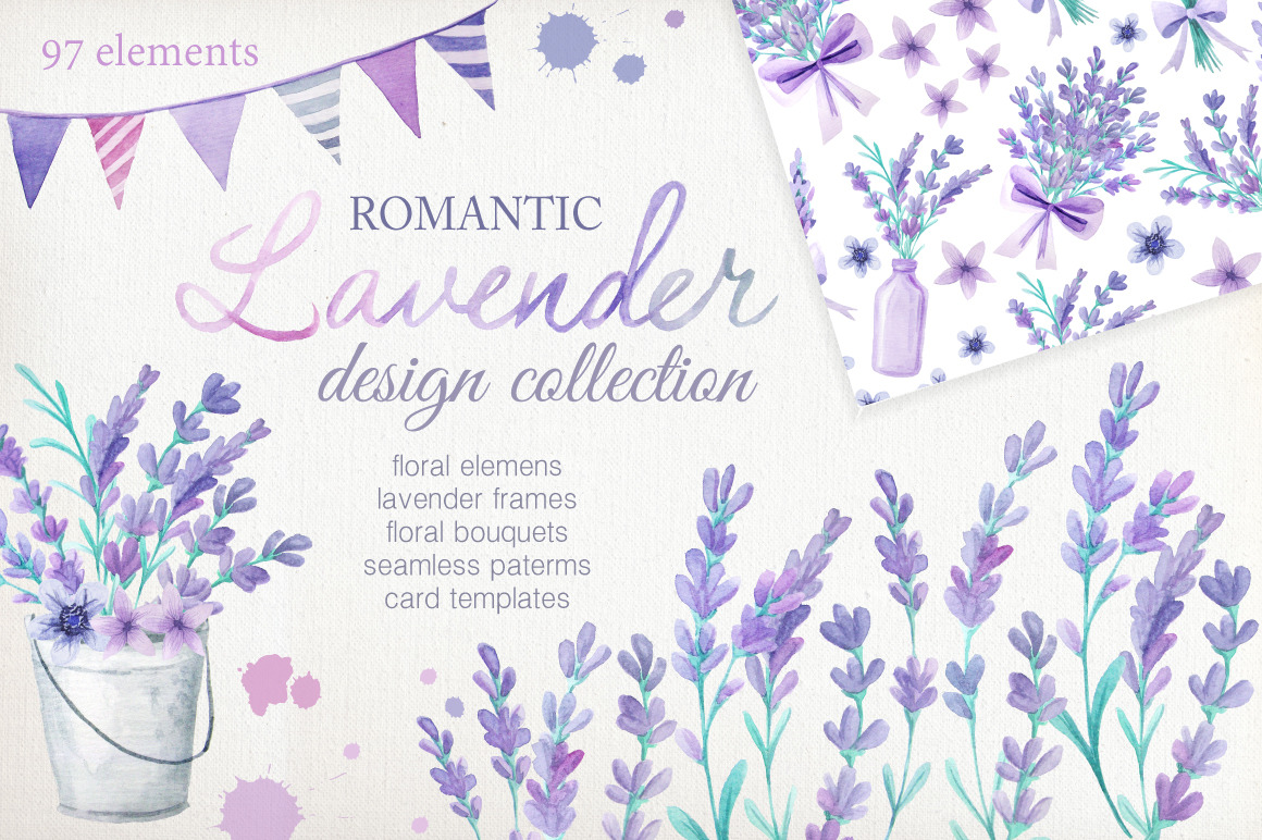 Watercolor Lavender Design Pack