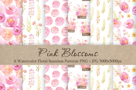 Watercolor Floral Patterns vol.1 - Seamless patterns