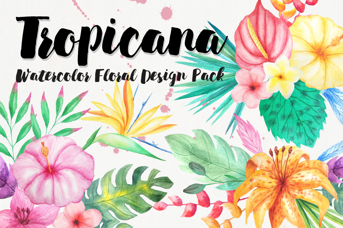 Watercolor Tropical Floral Pack Watercolor Tropical Floral Pack