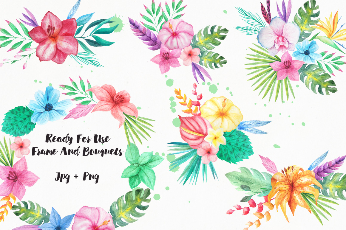 Watercolor Tropical Floral Pack